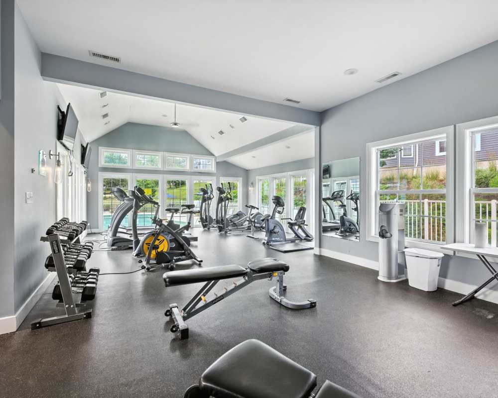 The fitness center at Summit at Mill Ridge in East Haven, Connecticut