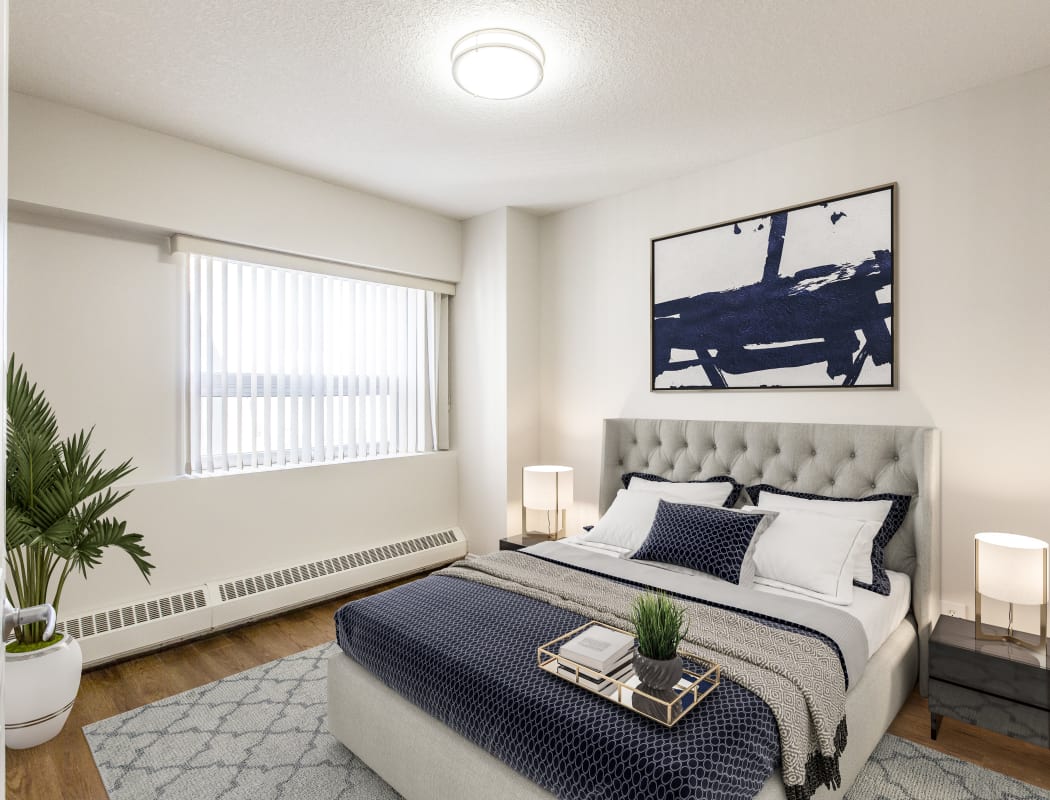 Beautiful bedroom at Park Square in Edmonton, Alberta