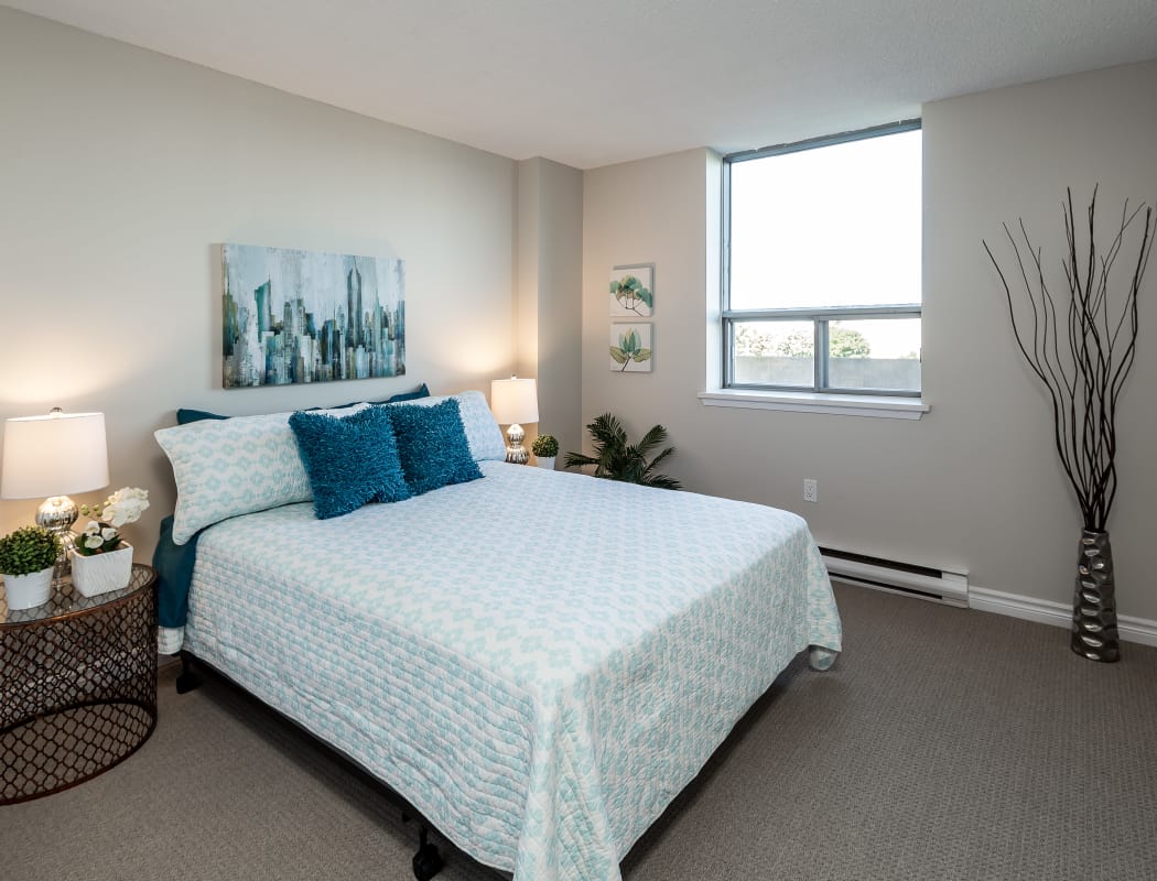 Beautiful bedroom at Cunard Apartments in Halifax, Nova Scotia