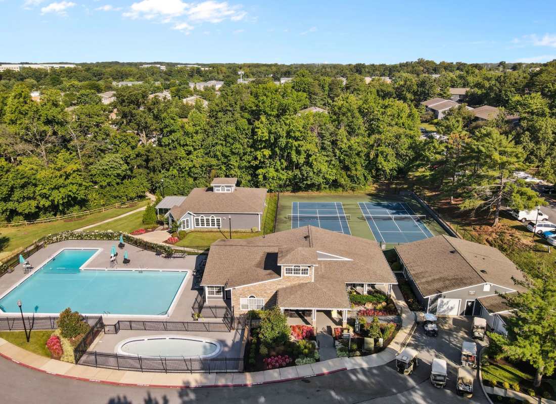 Arial view of the community at The Seasons Apartments in Laurel, Maryland
