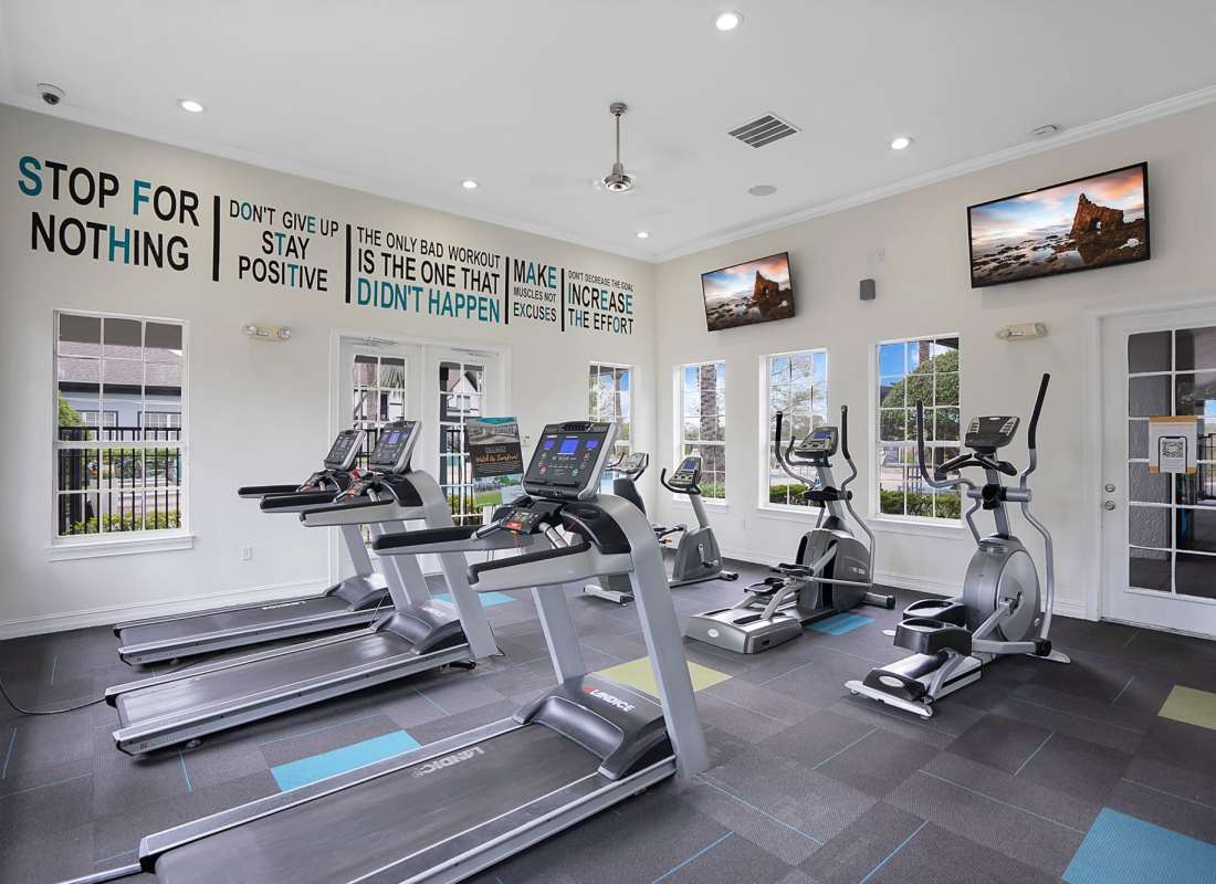 Fitness center with treadmills at The Club at Millenia in Orlando, Florida