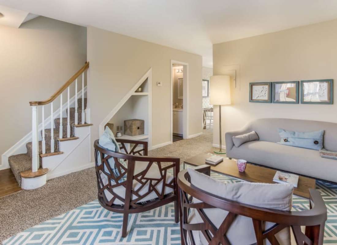 Large living room at Williamsburg of Cincinnati in Cincinnati, Ohio