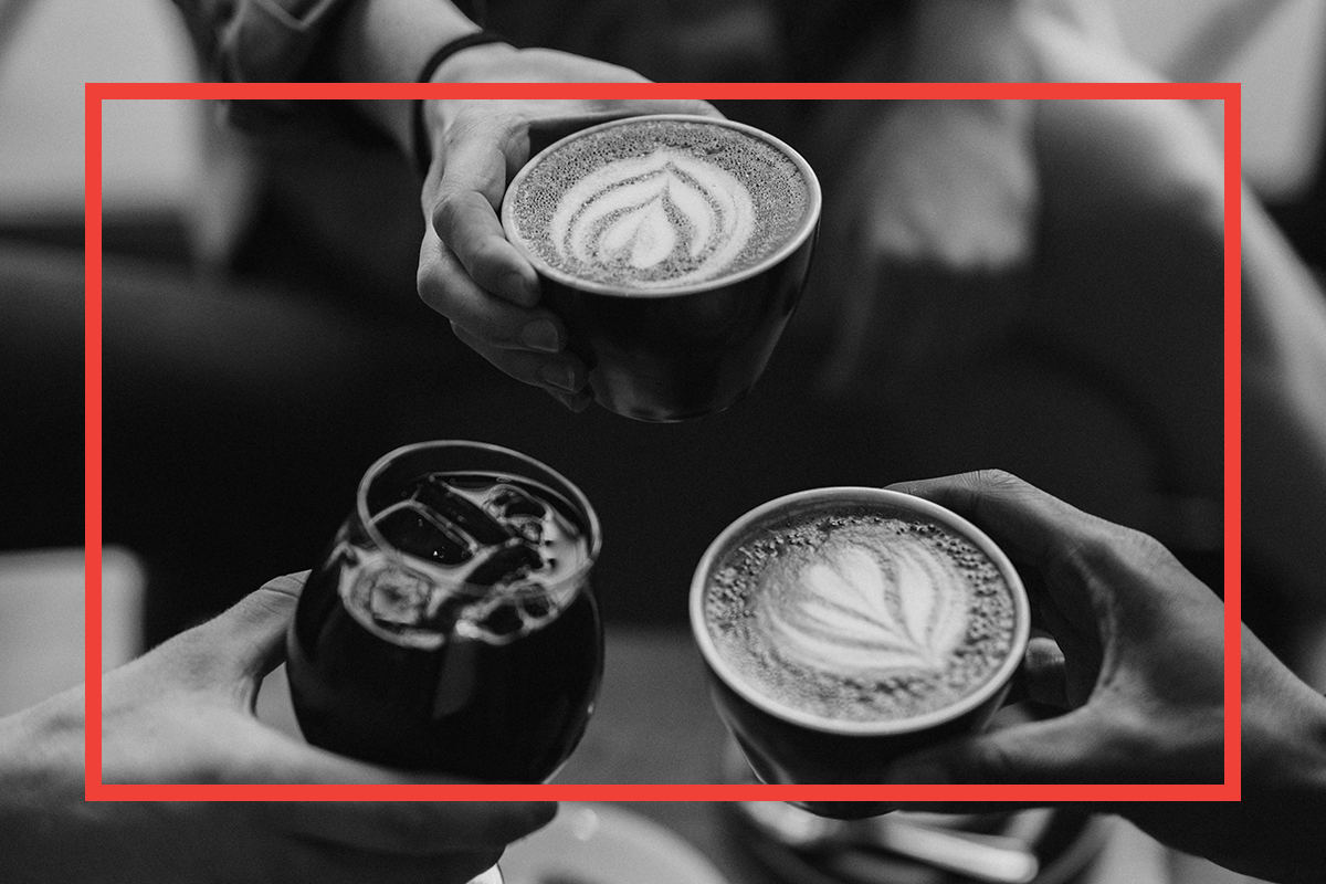 Friends enjoying some coffee near Alta Dairies in Atlanta, Georgia