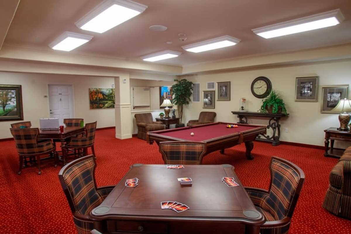 Billiards table at Estrella Estates Gracious Retirement Living in Goodyear, Arizona