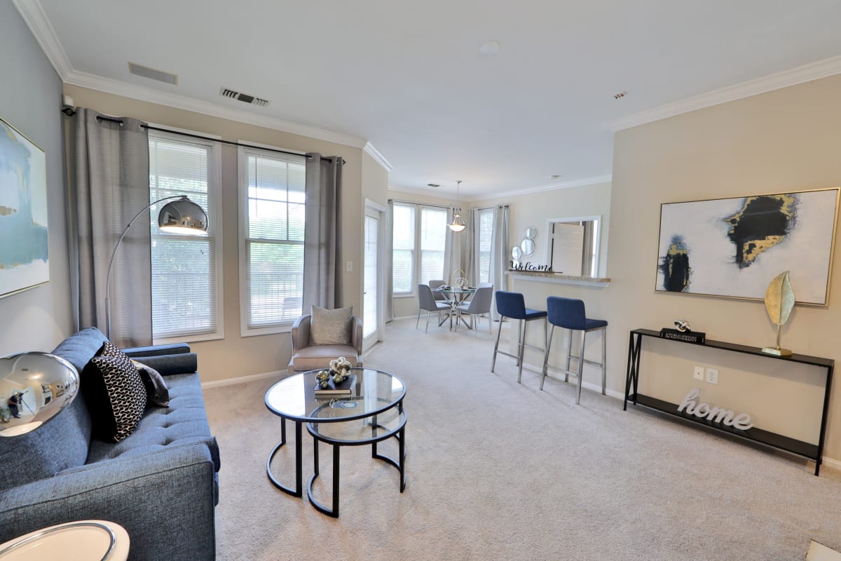 Beautiful Living Room at Village at Potomac Falls Apartment Homes in Sterling, VA