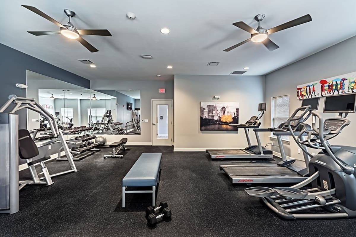 Well equipped fitness center at The Kane in Aliquippa, Pennsylvania