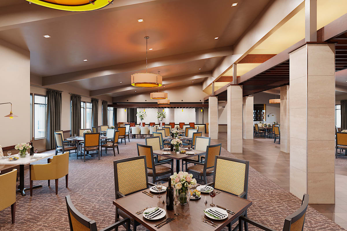 Community dining area at Carnegie Heights at Henderson in Henderson, Nevada