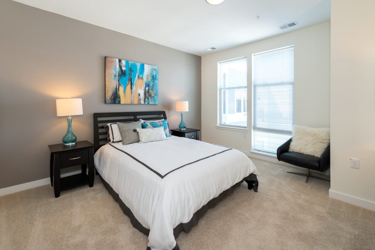 Well decorated master bedroom at Indigo 19 in Virginia Beach, Virginia