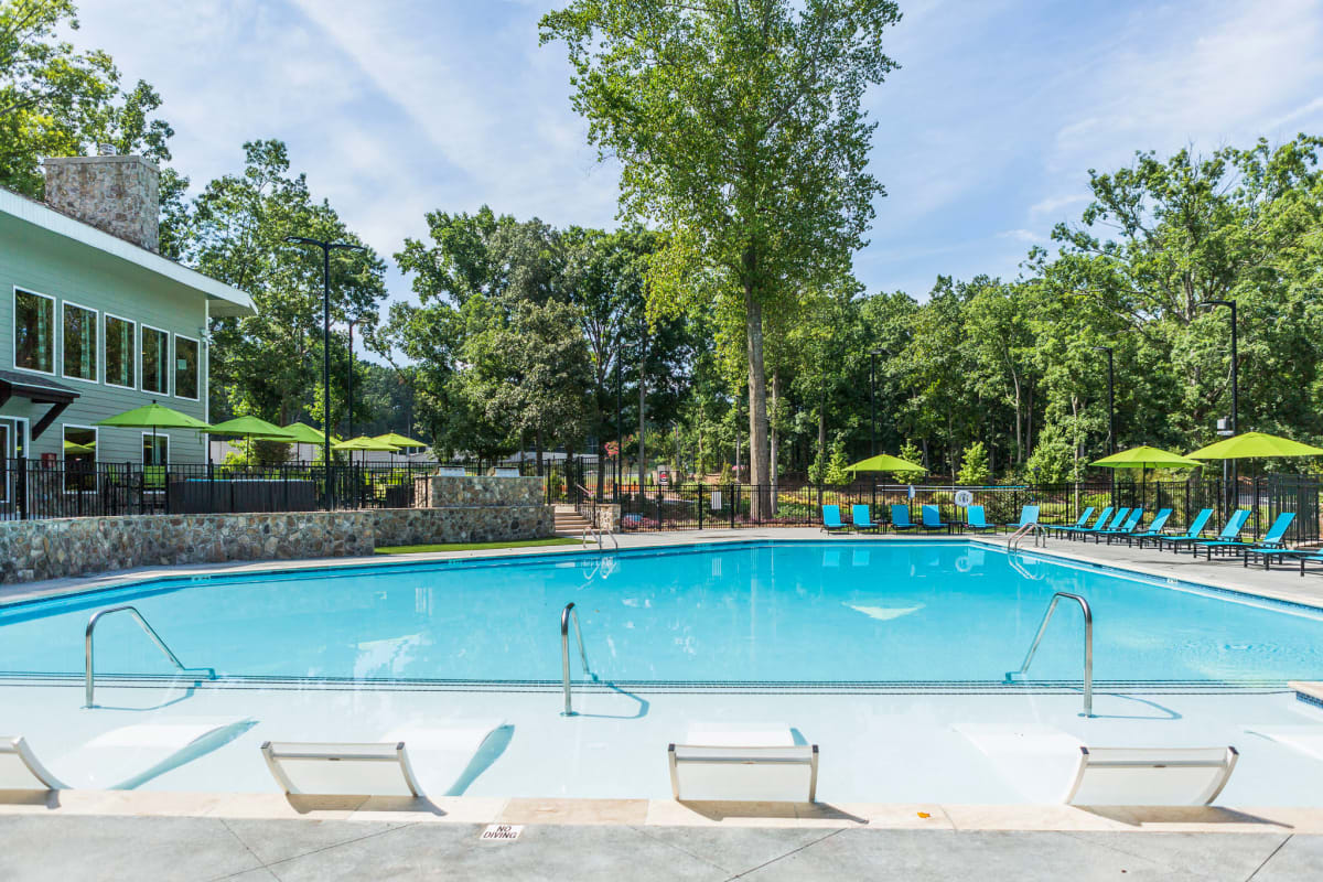 Saltwater swimming pool outdoors at The Overlook Sandy Springs in Atlanta, Georgia