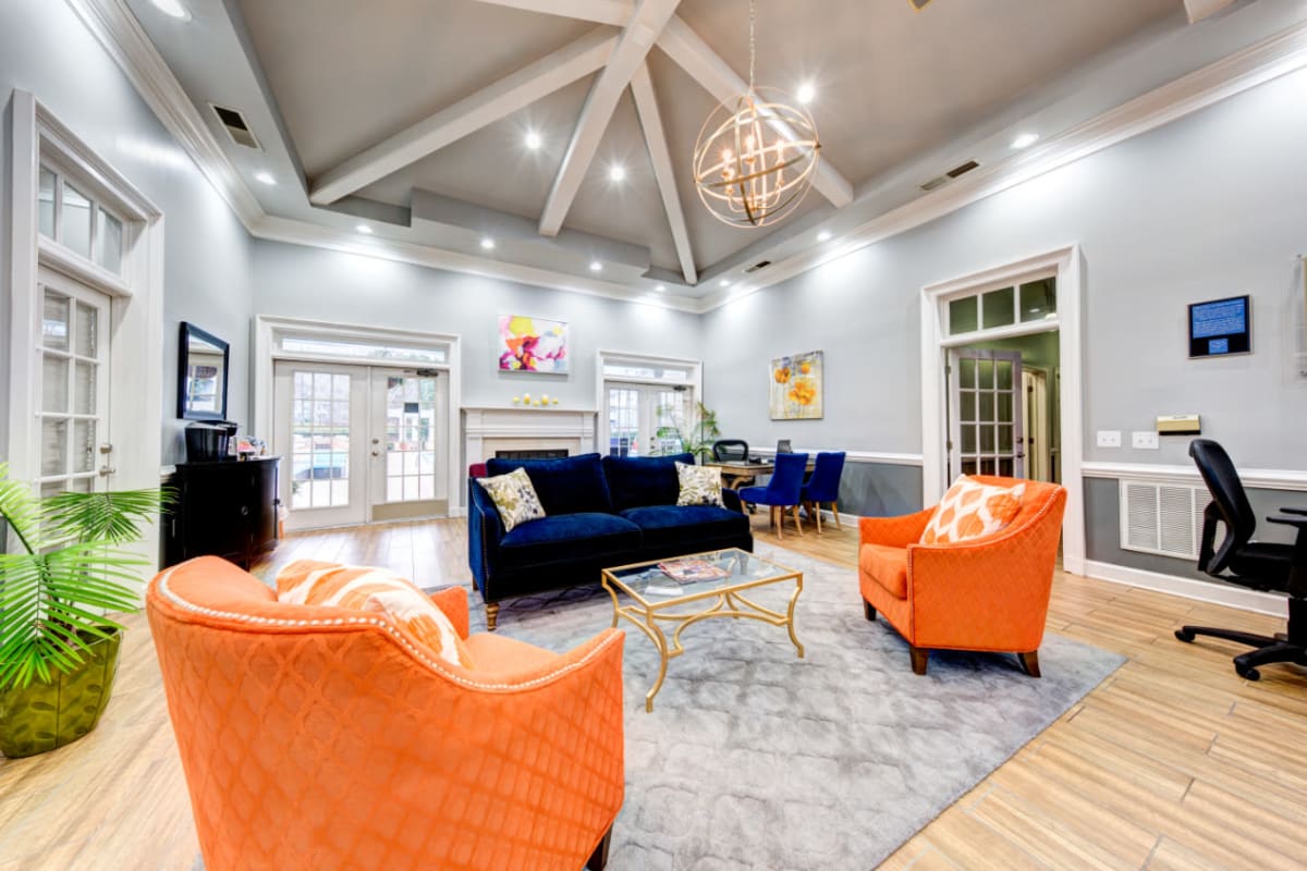 Bright resident clubhouse at Marquis on Cary Parkway