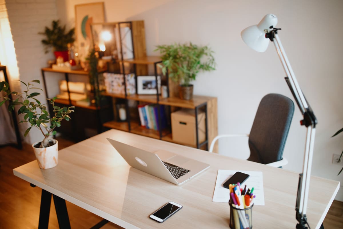 Well decorated home office at Marq 211 in Seattle, Washington