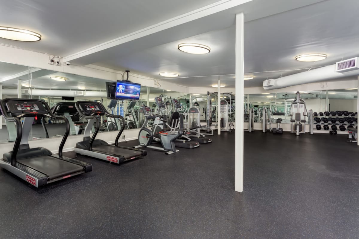 Fully equipped fitness room at Marq on Ponce in Atlanta, Georgia