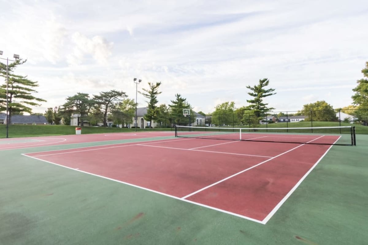 Tennis courts next to the basketball courts at Governours Square in Columbus, Ohio