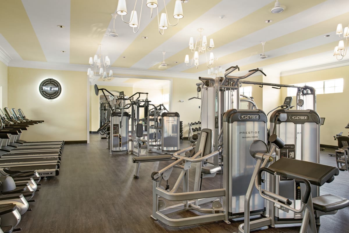Well -equipped fitness center at The London in College Station, Texas