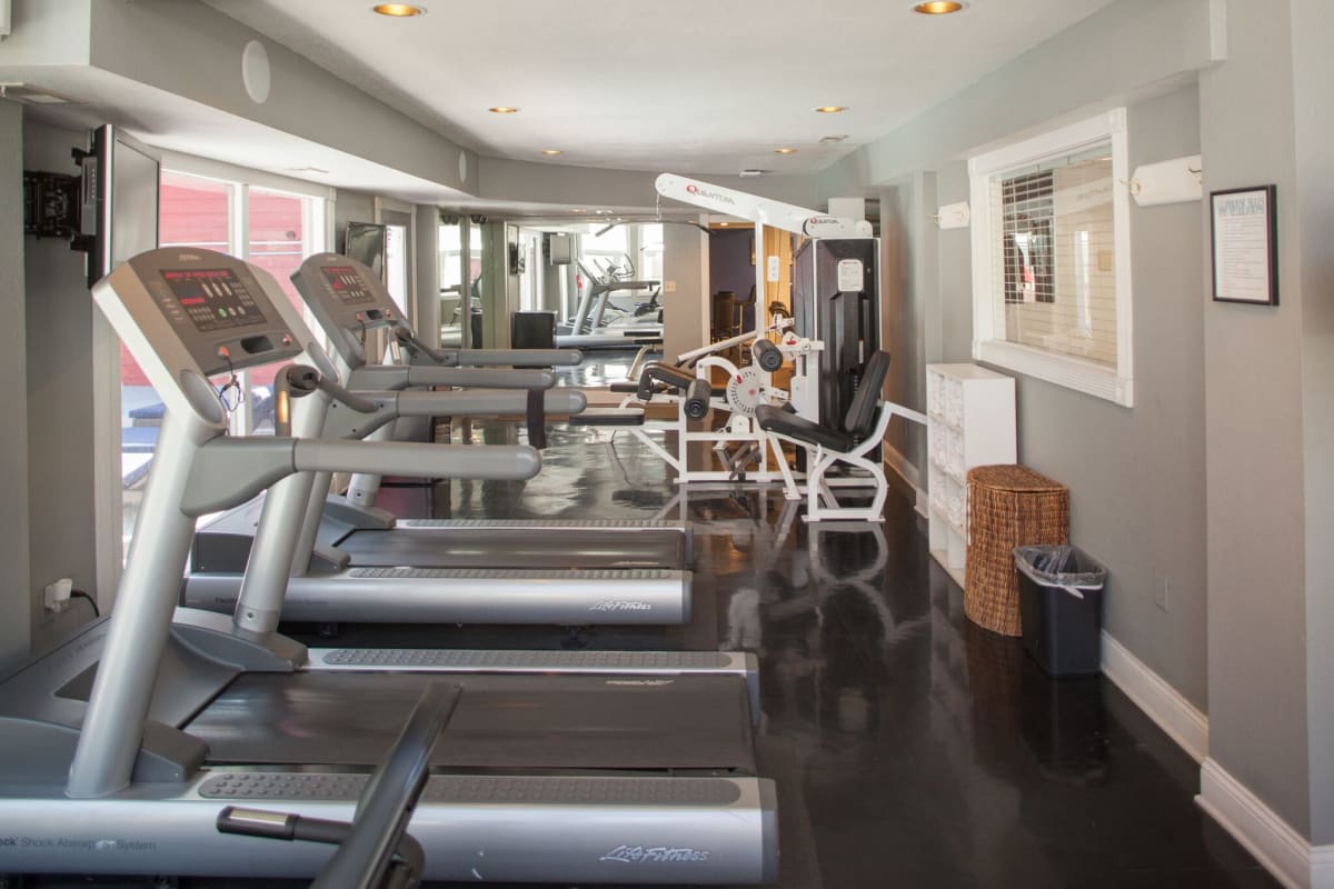 Fitness center with cardio equipment at Hawks Pointe in Lawrence, Kansas