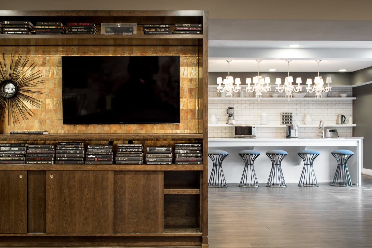 Media center and coffee bar at The Harrison in Harrisonburg, Virginia