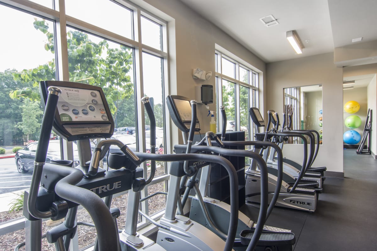Spacious fitness center at The Blake in Kennesaw, Georgia