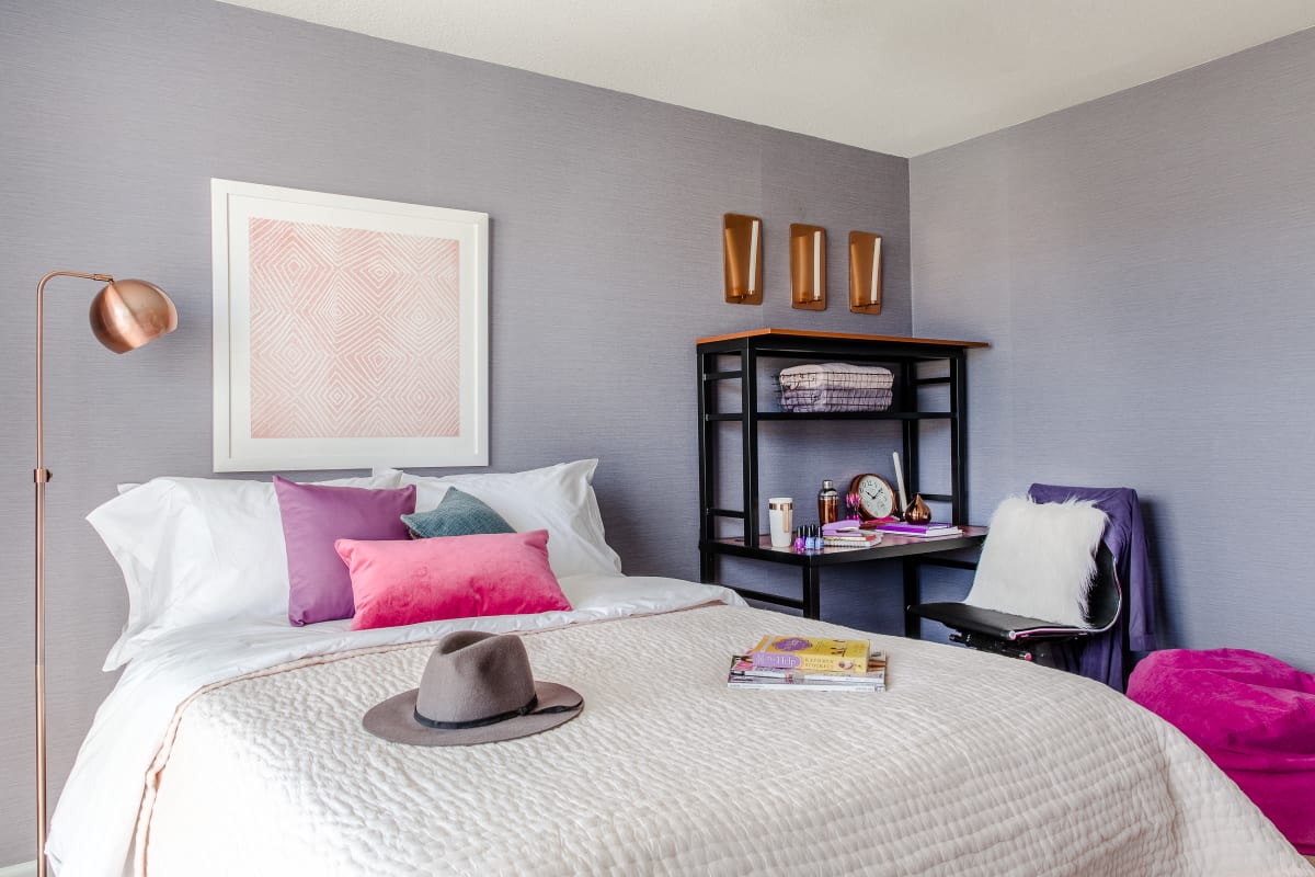 Large model bedroom at The Scarlet in Lubbock, Texas