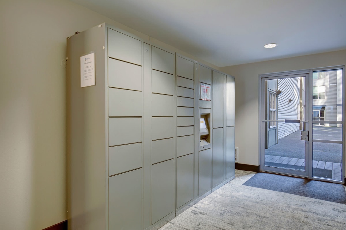 Secure package area at Vantage Park Apartments in Seattle, Washington