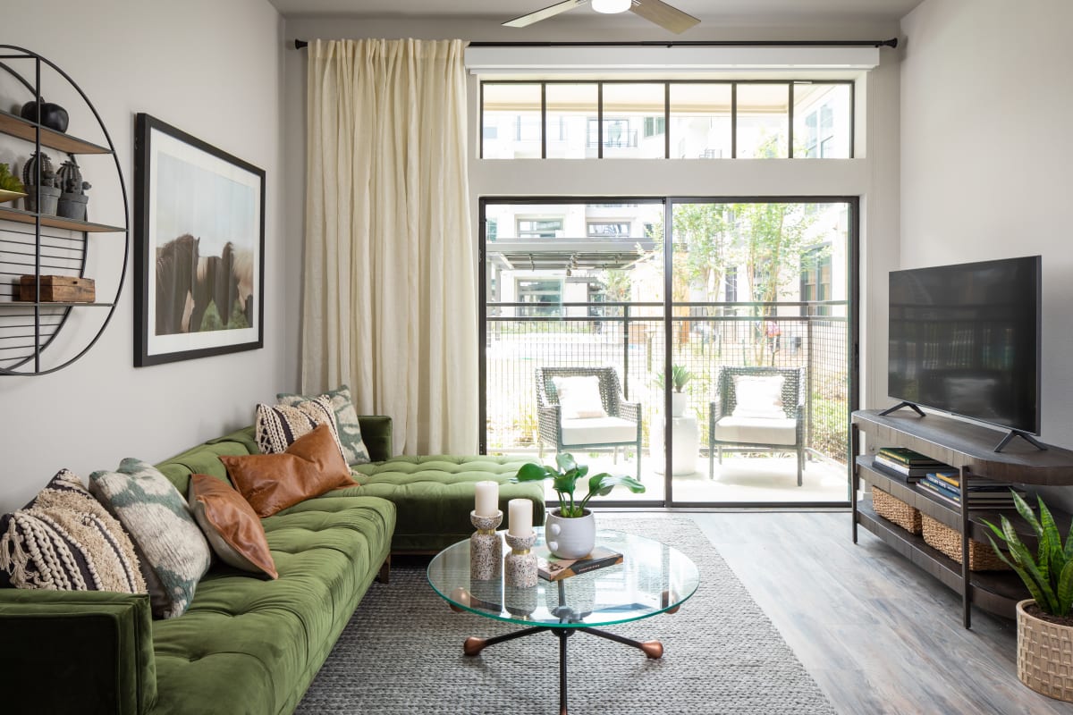 Large balcony at Bellrock Sawyer Yards in Houston, Texas