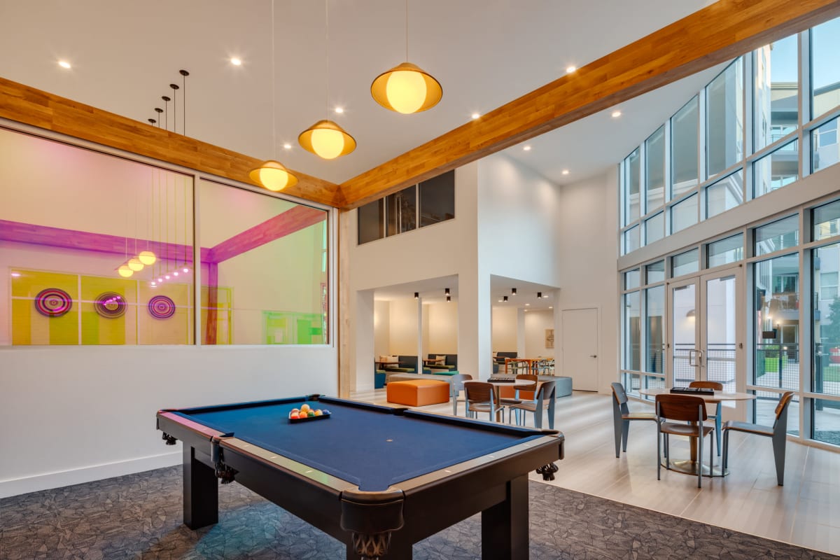 Pool table in the clubhouse at Tower 5040 in Houston, Texas