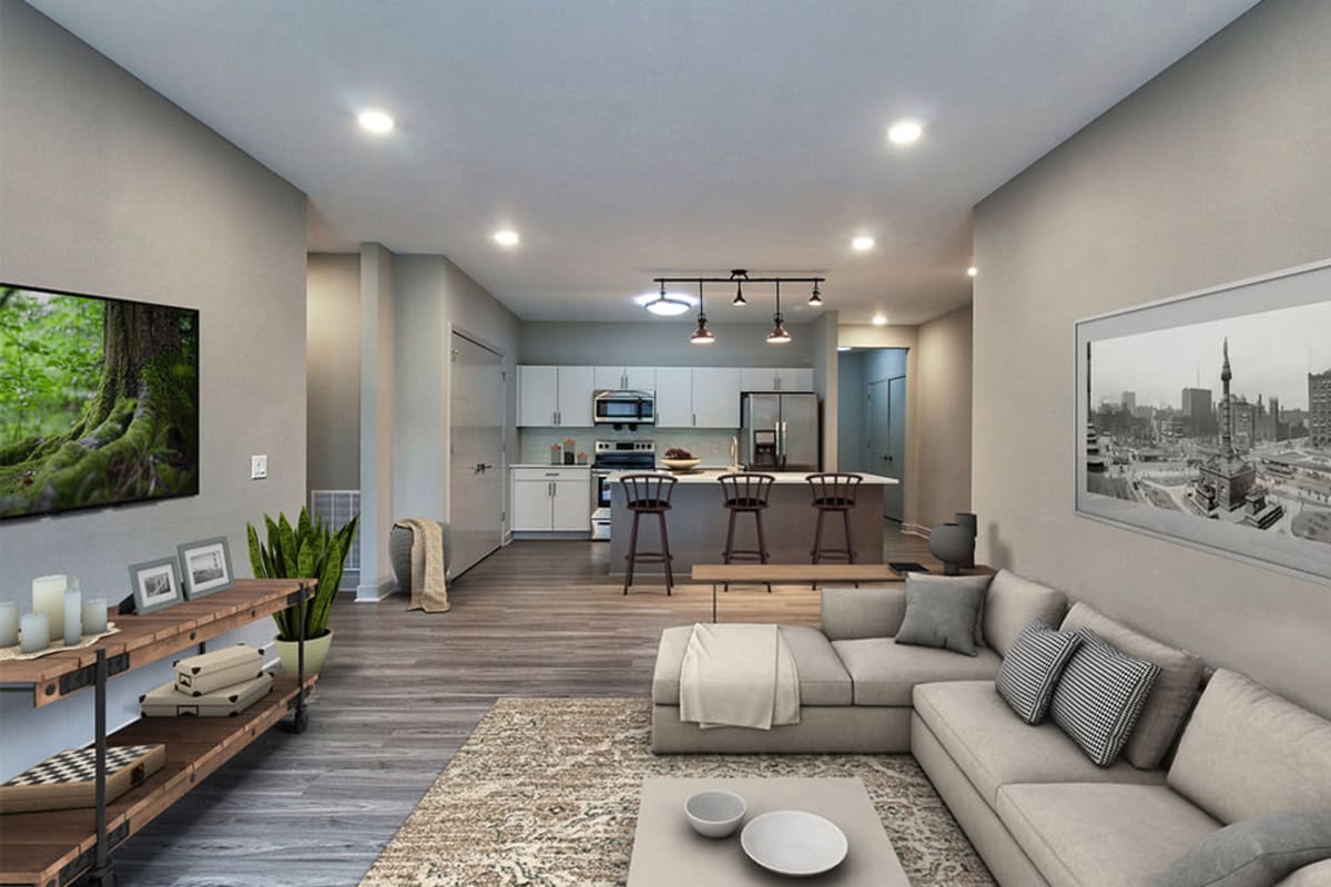 Stunning open-concept model apartment at 933 The U in Rochester, New York