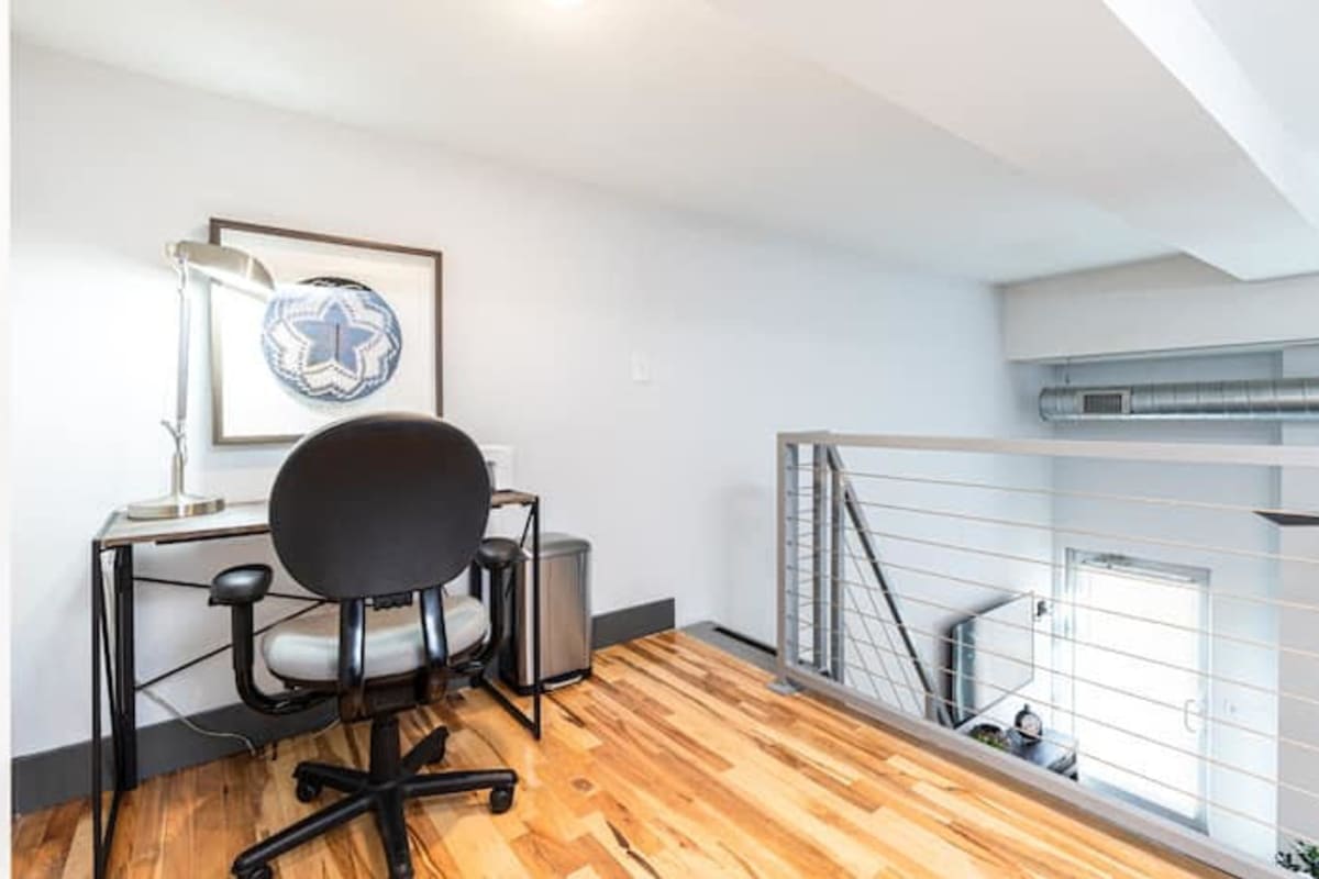 Loft area and workspace at The 805W Lofts in Richmond, Virginia