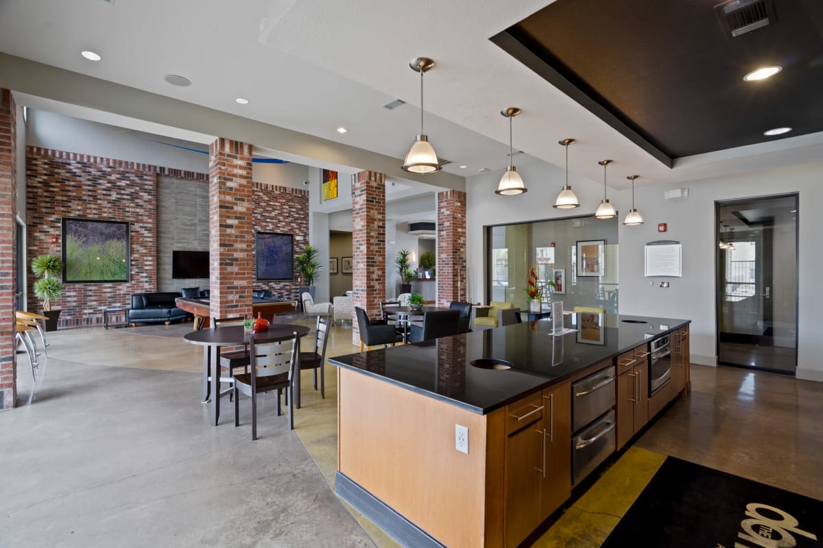 Communal kitchen at The Domain at Columbia in Columbia, Missouri