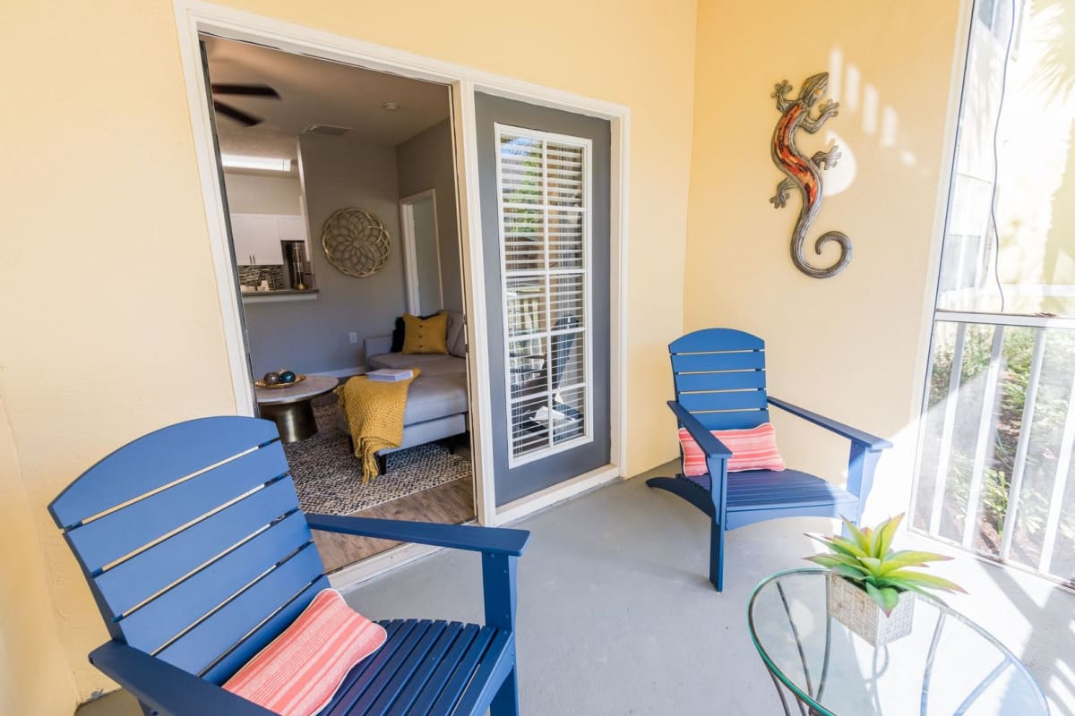 Seating on an apartment balcony of Citrus Tower in Clermont, Florida
