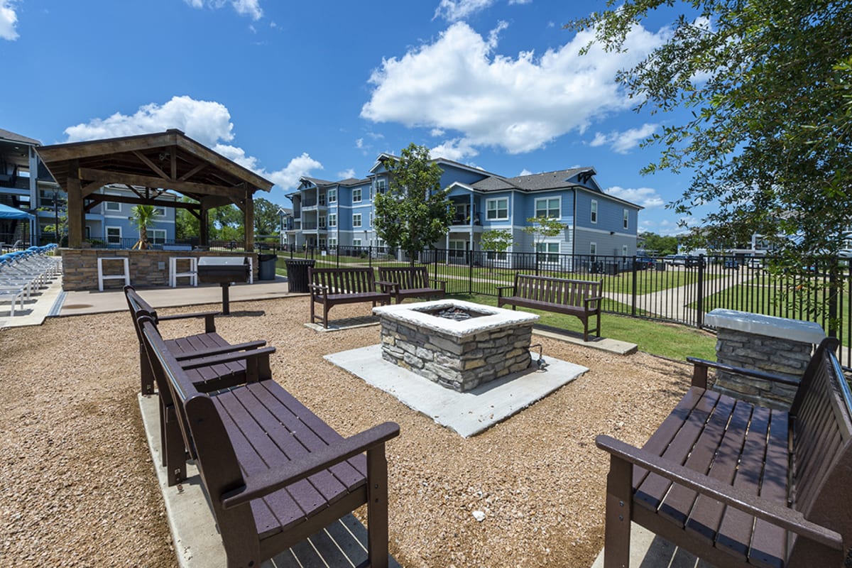 Fire pit at Brazos Crossing in Richwood, Texas