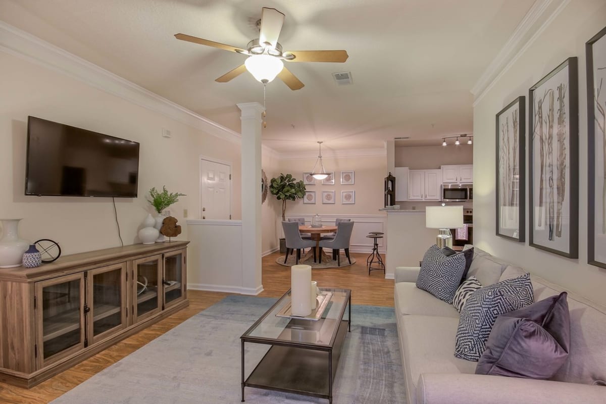 Model living room at Estates at Perimeter in Augusta, Georgia