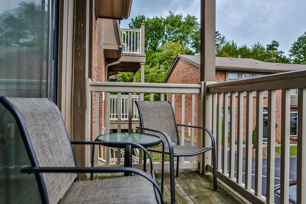 Apartment balcony at Cedar Point in Roanoke, Virginia