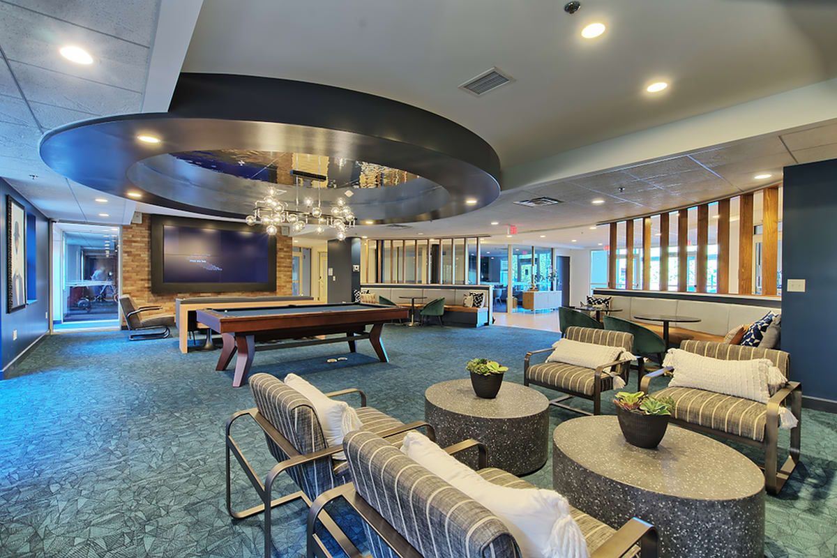 Large resident lounge at Twin River Commons in Binghamton, New York