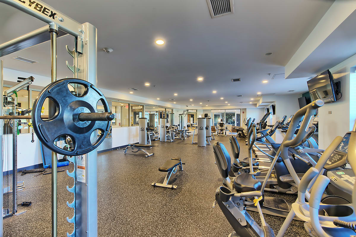 Spacious fitness center at Twin River Commons in Binghamton, New York