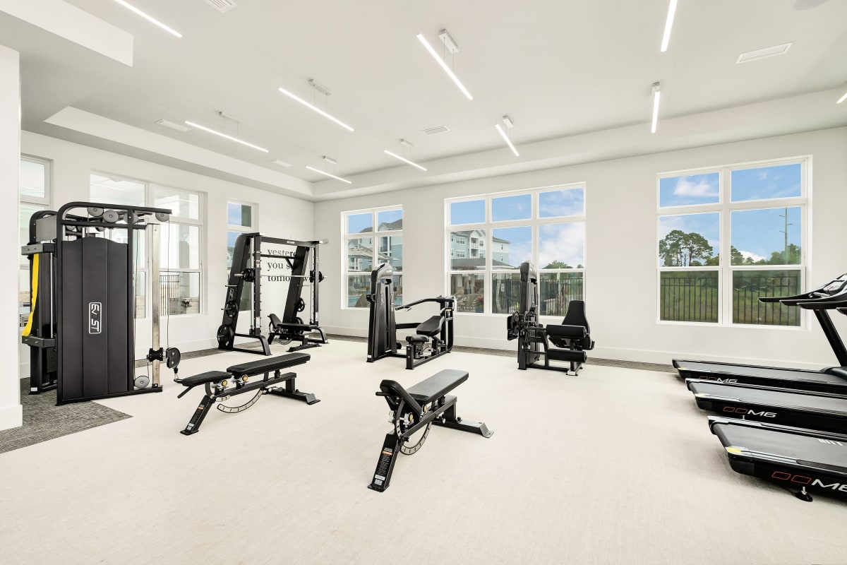 Fully equipped fitness center at Exchange at St. Augustine in St Augustine, Florida