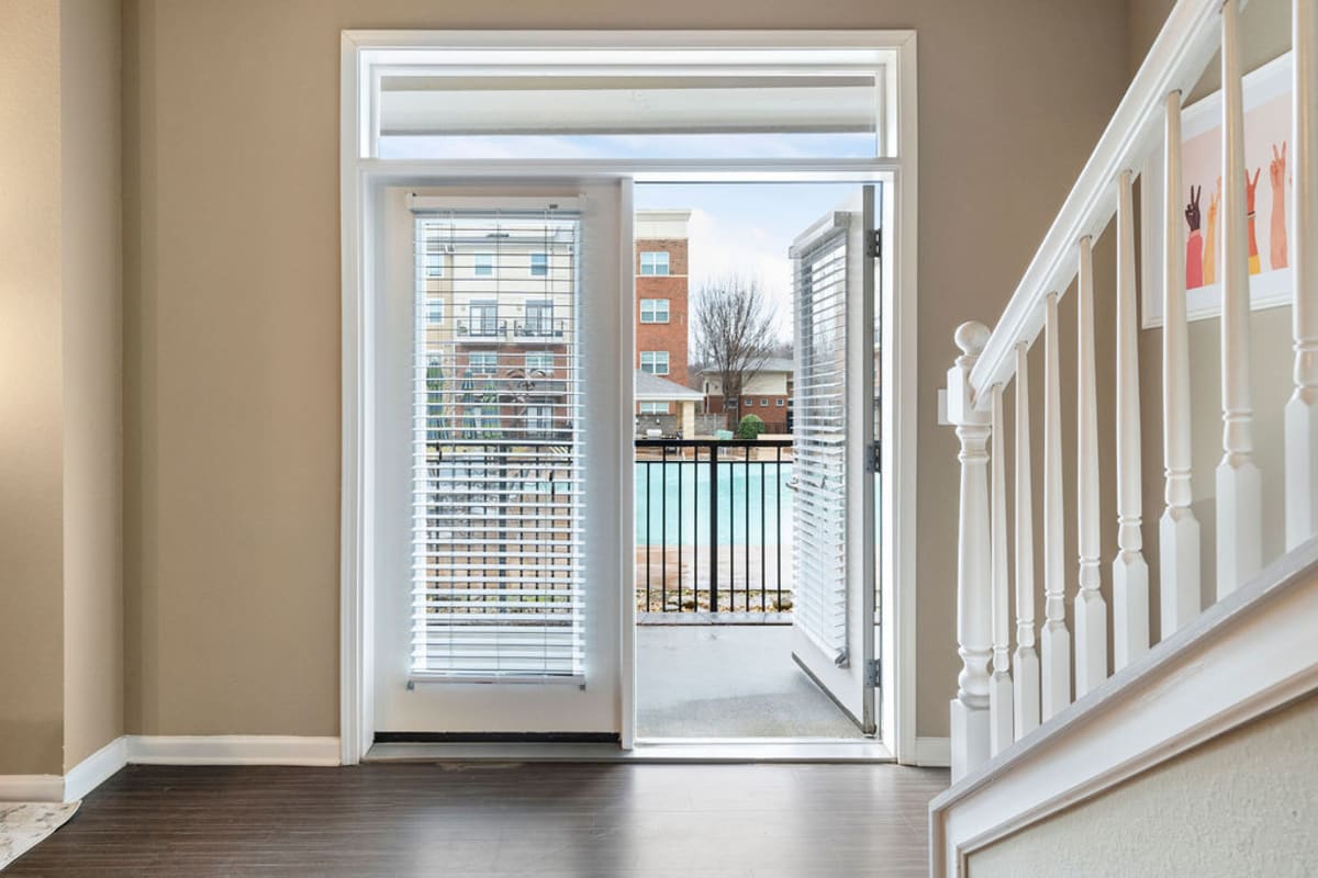 Doors out to private patio at The Blake in Kennesaw, Georgia