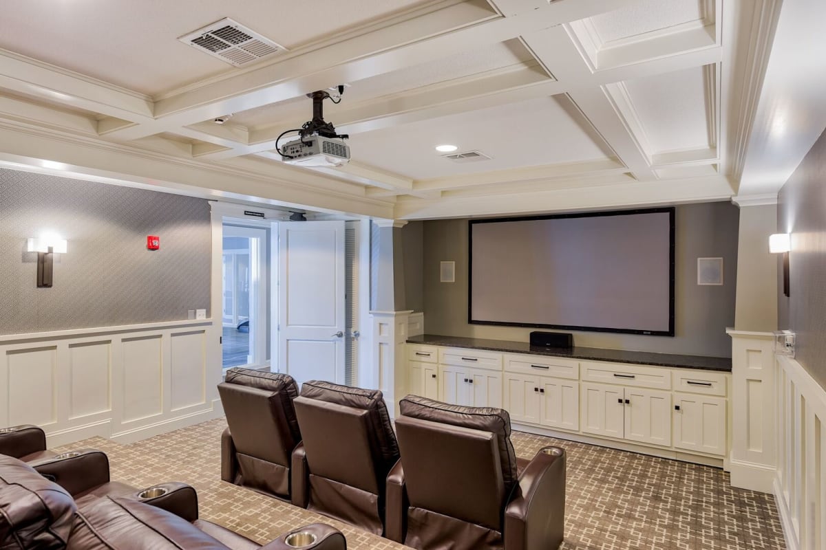 Movie theater room at The Residences at New Longview in Lees Summit, Missouri