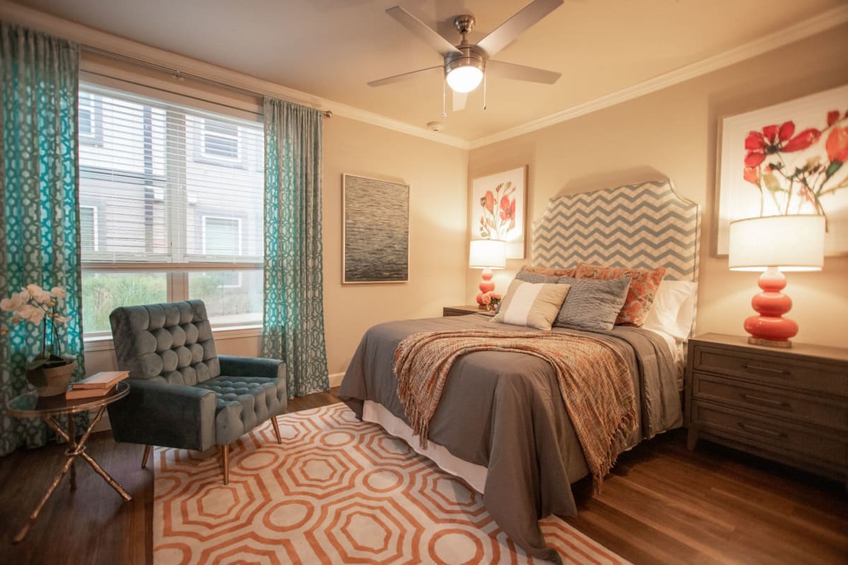 A bedroom at Landing at Watermere Woodland Lakes in Conroe, Texas