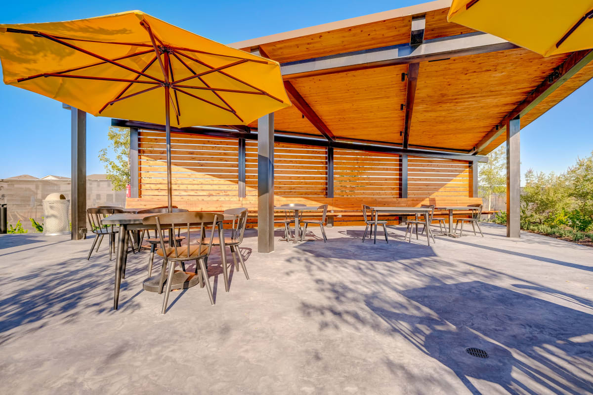 Outdoor lounge at BB Living Light Farms in Celina, Texas