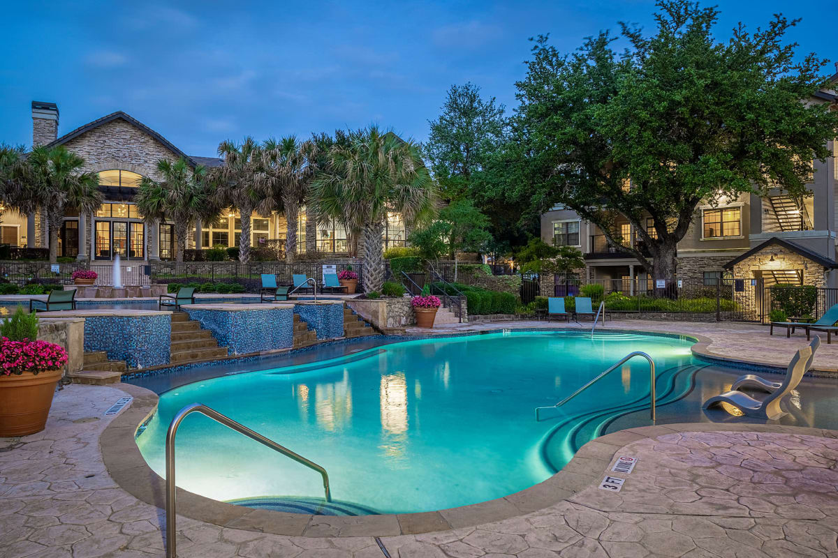 Resort-style swimming pool at Marquis Parkside in Austin, Texas