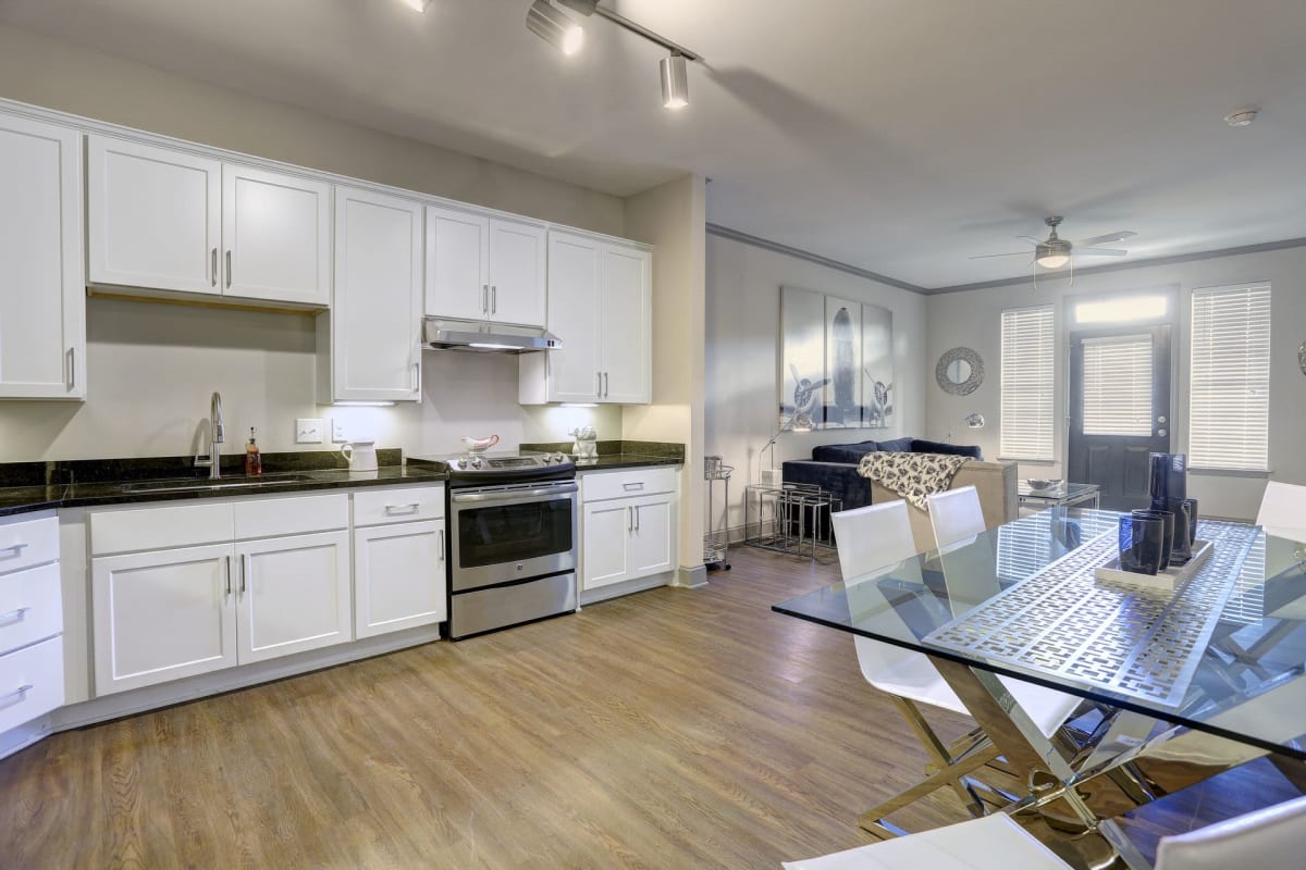 Modern model kitchen at Meridian at Providence in Mt. Juliet, Tennessee