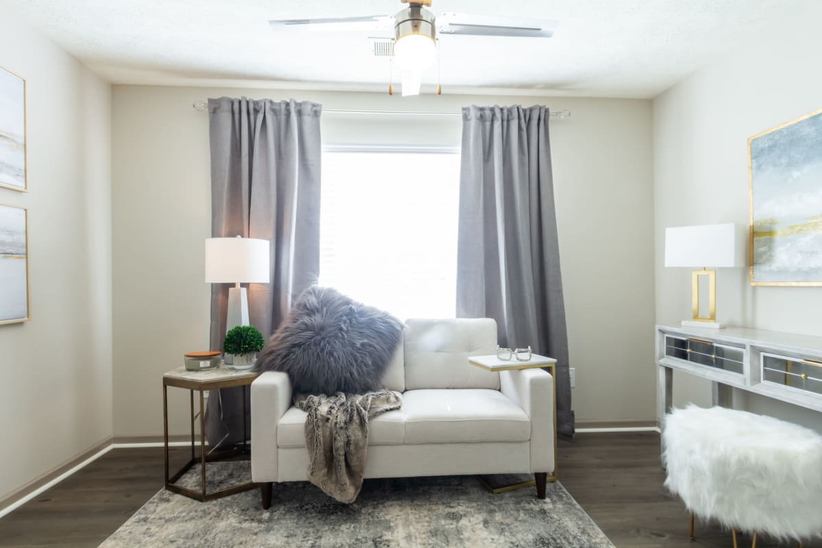 Model apartment living room at Fountain Brook in Ft Oglethorpe, Georgia