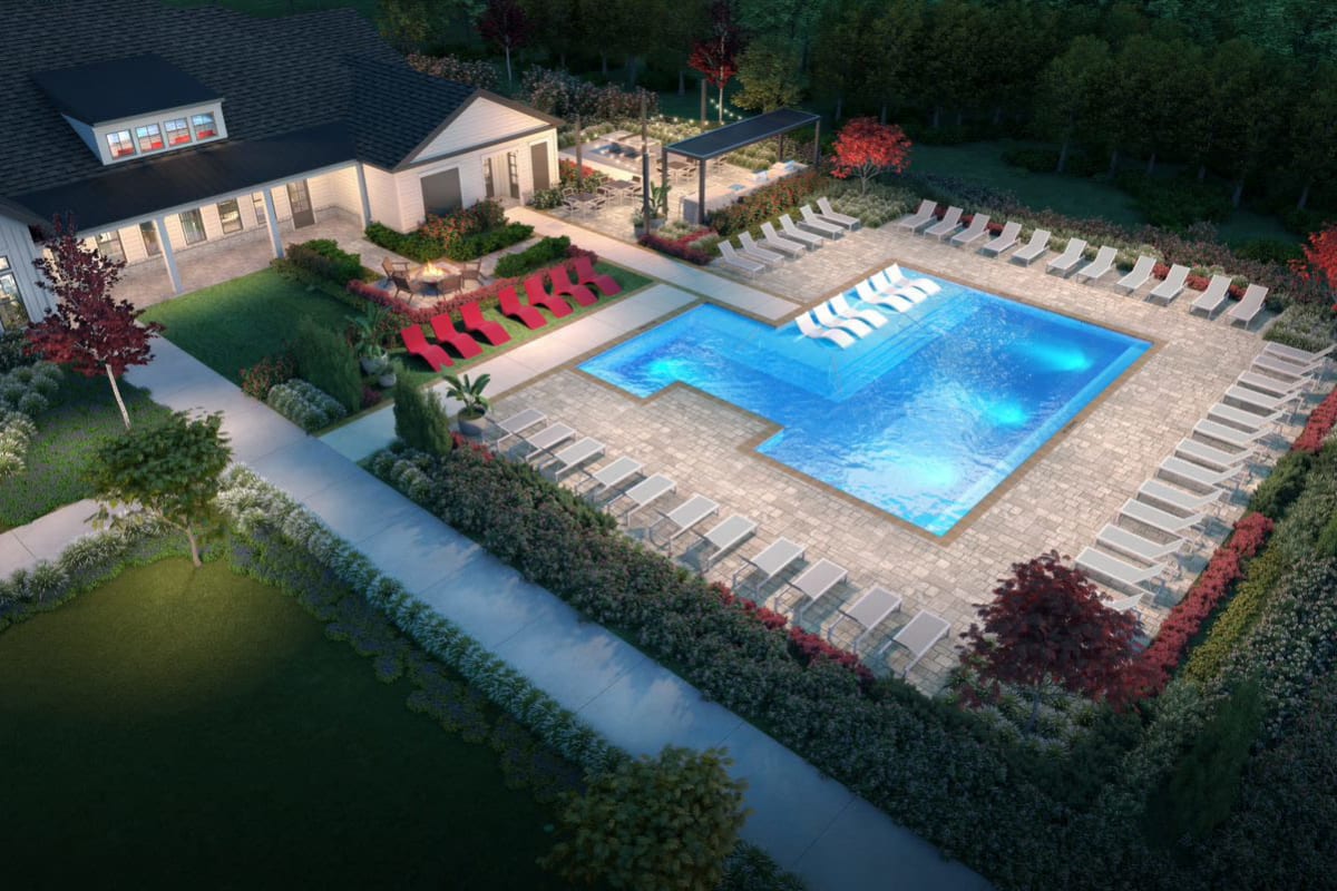 Swimming pool with luxury amenities at The Kendry in Charlotte, North Carolina