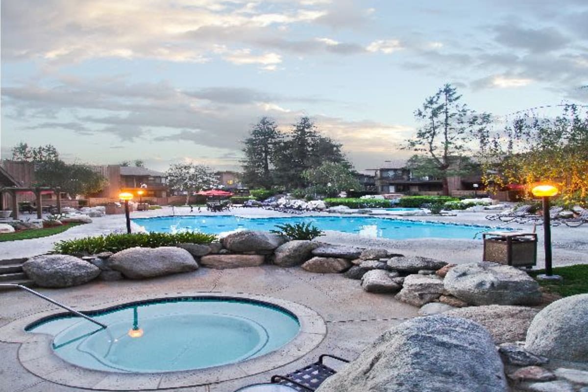 Swimming pool and hot spa at Boulder Creek in Riverside, California