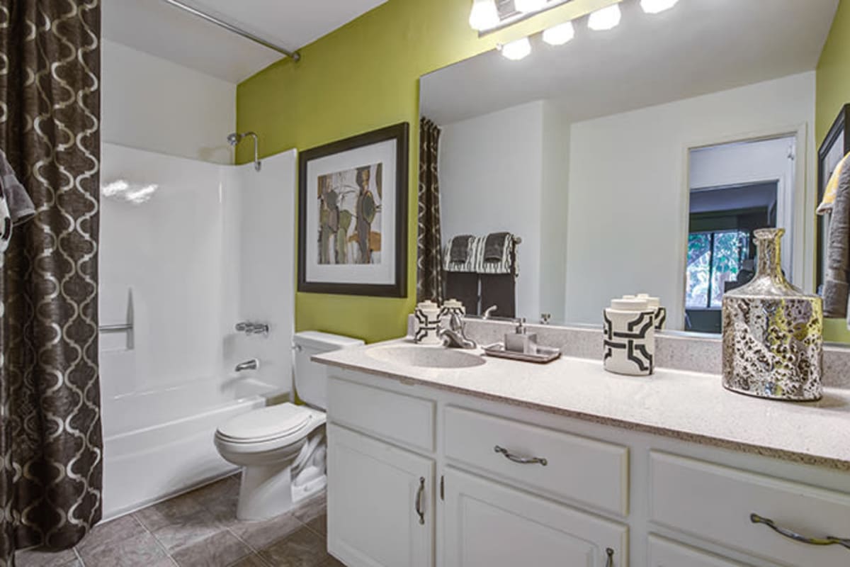 Model bathroom at Alura in Woodland Hills, California