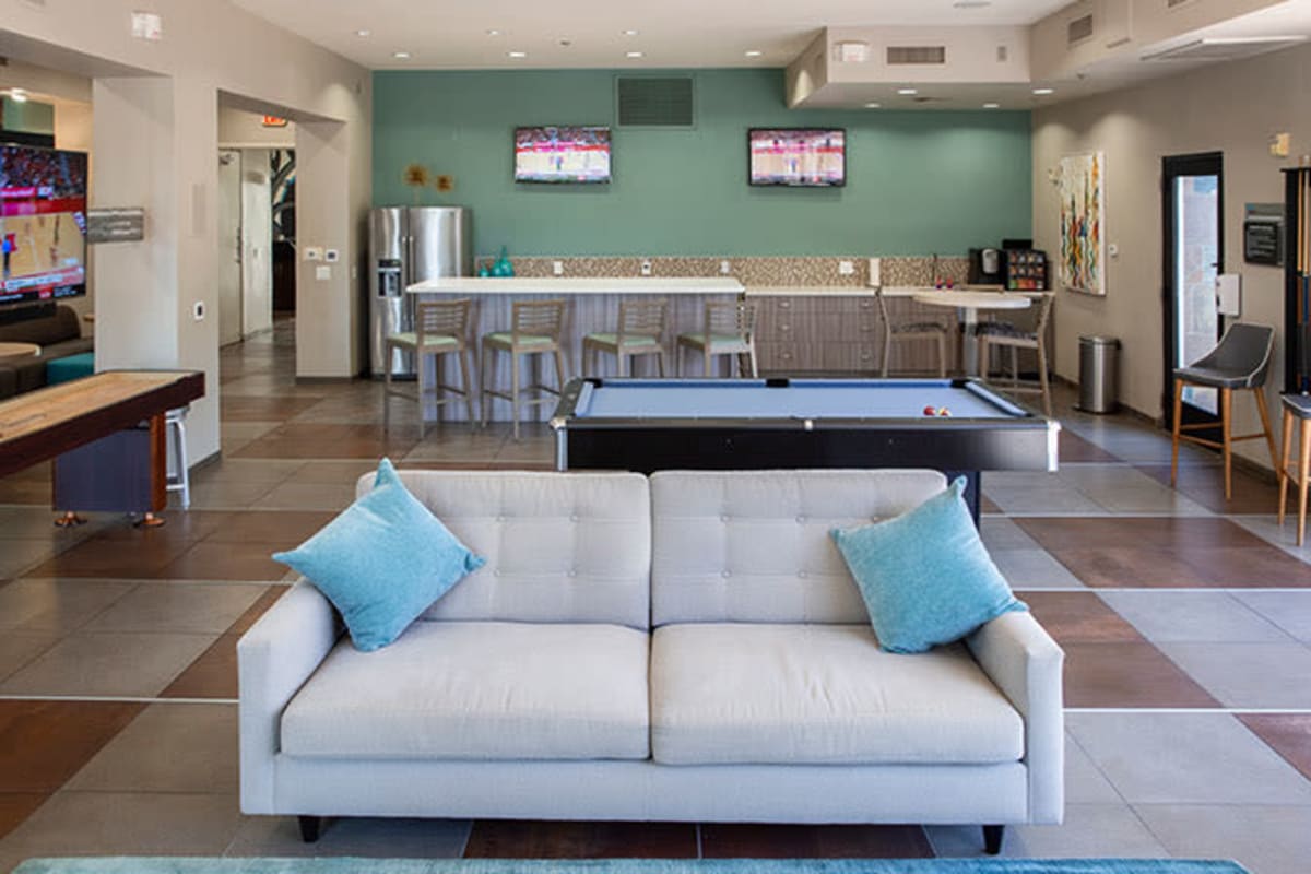Clubhouse with billiards at Ascent at Papago Park in Phoenix, Arizona