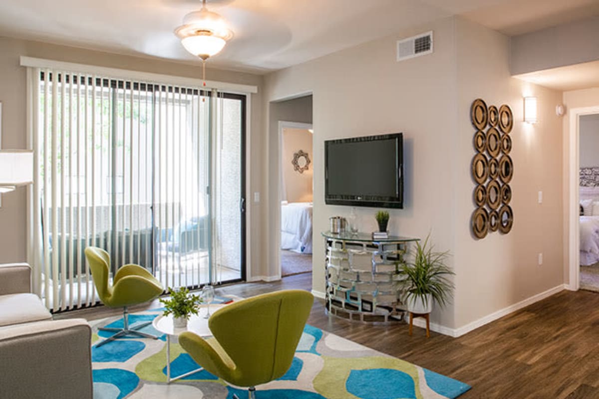 Apartment with wood-style flooring at Ascent at Papago Park in Phoenix, Arizona