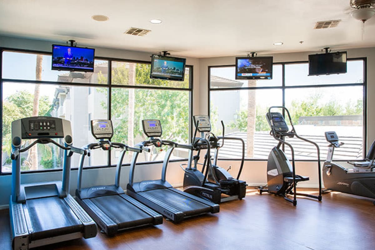 Well equipped fitness room at Ascent at Papago Park in Phoenix, Arizona
