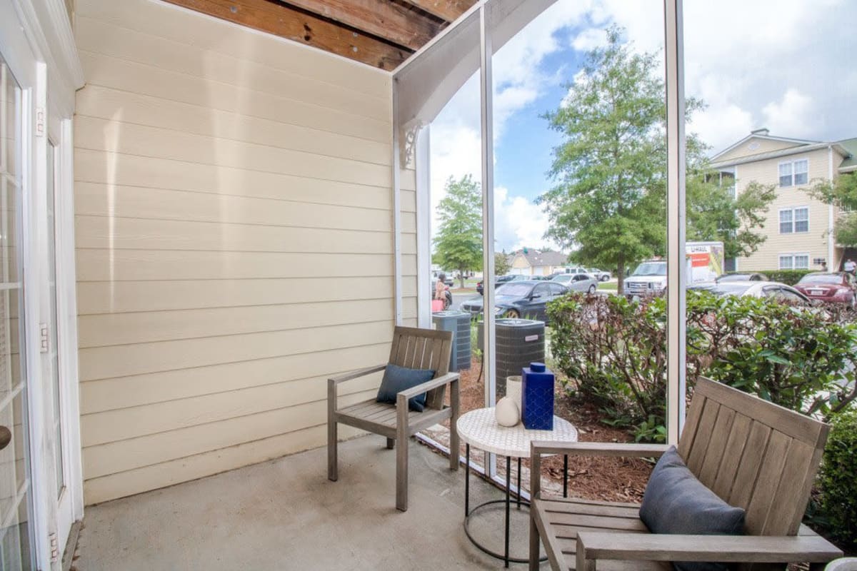 Apartment porch at Oakbrook Village in Summerville, South Carolina