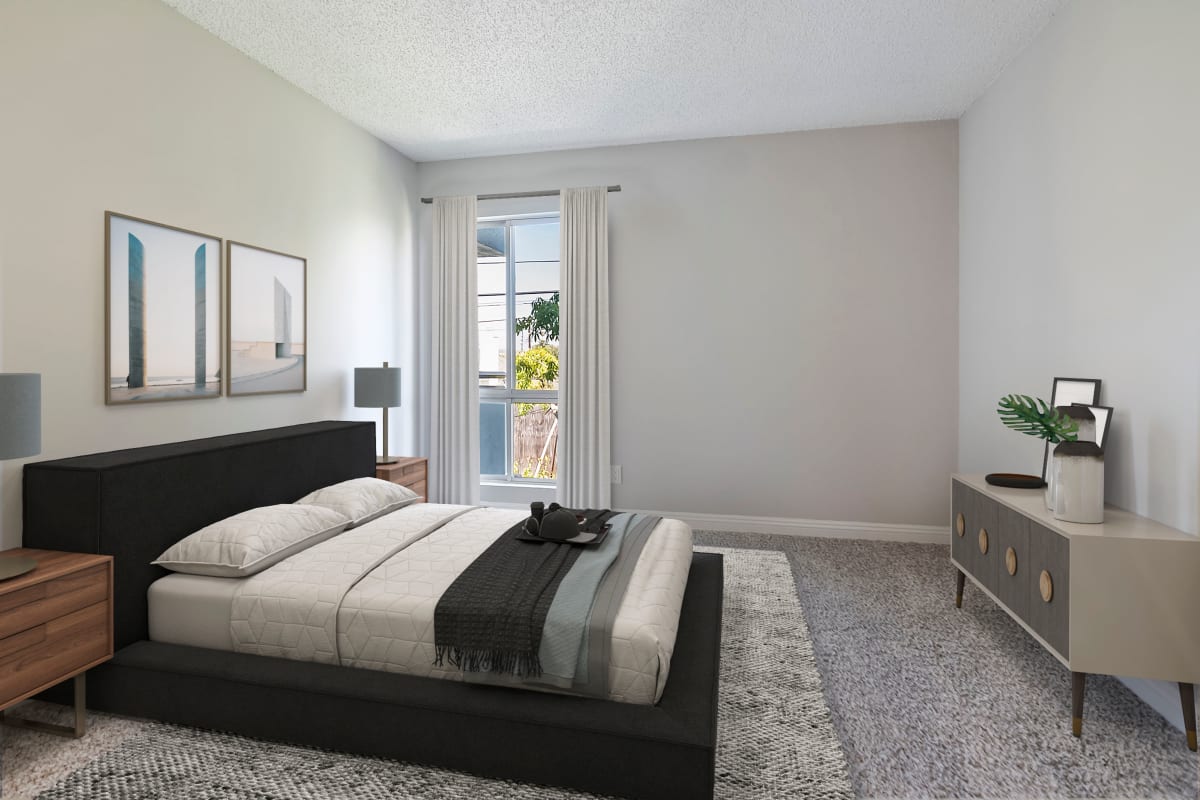 Bedroom with natural light at Westside Terrace, Los Angeles, California